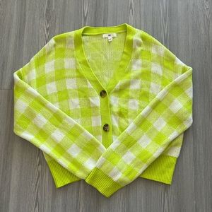 Nordstrom Neon Green Plaid Sweater